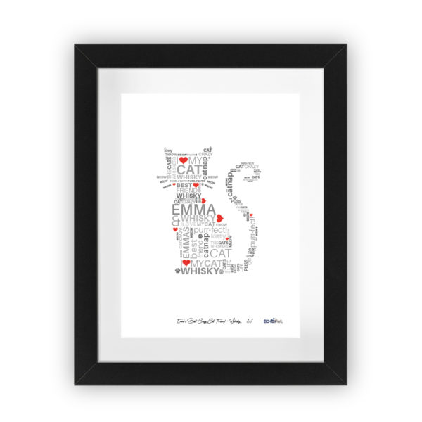 Personalised Framed Cat Prints - Red Hearts