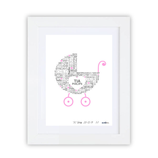 Personalised Typographic New Baby Framed Prints