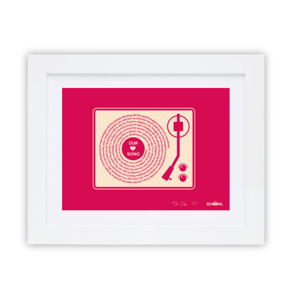Your Song Record Lyrics Personalised Romantic Print