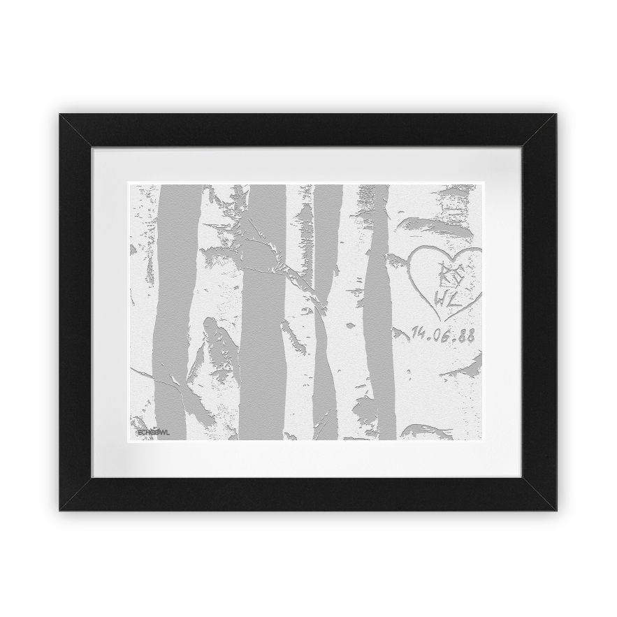 Romantic Tree Carving Personalised Print