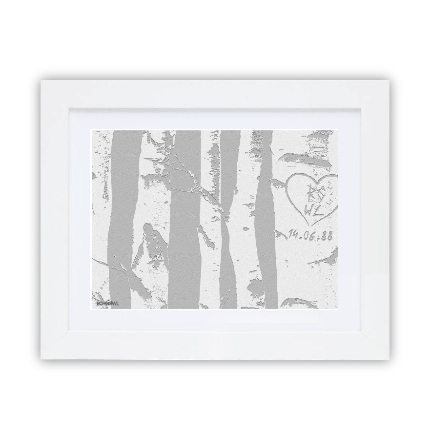 Romantic Tree Carving Personalised Print